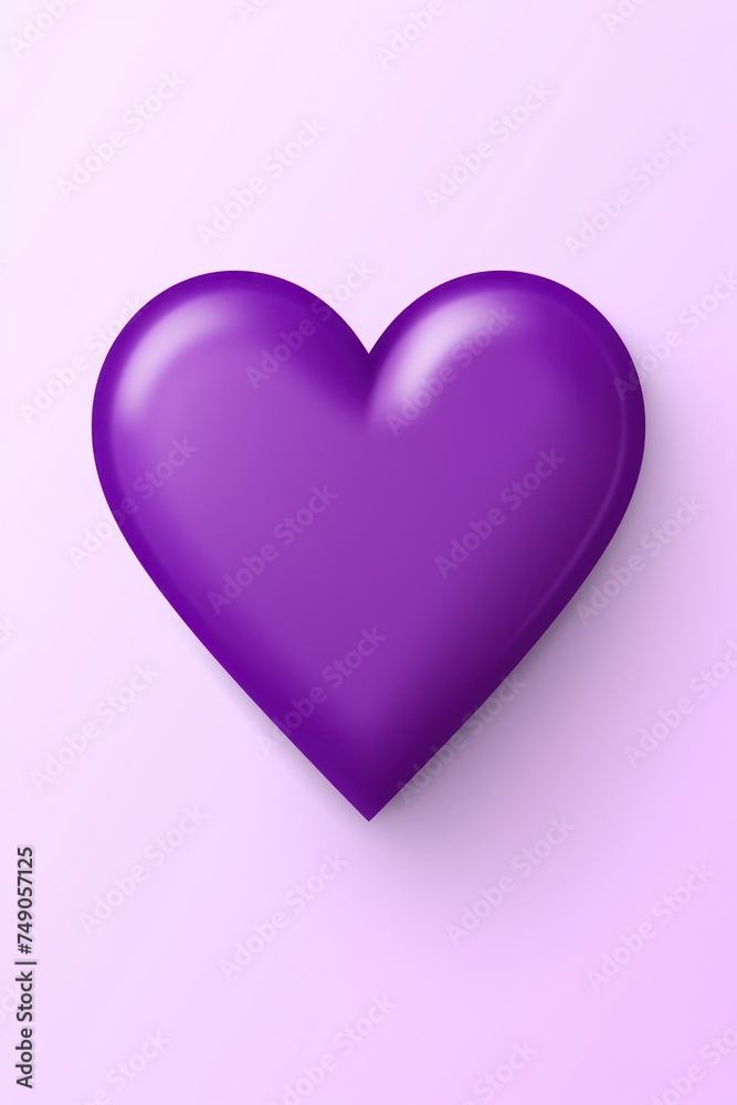Purple heart isolated on background, flat lay, vecor illustration 