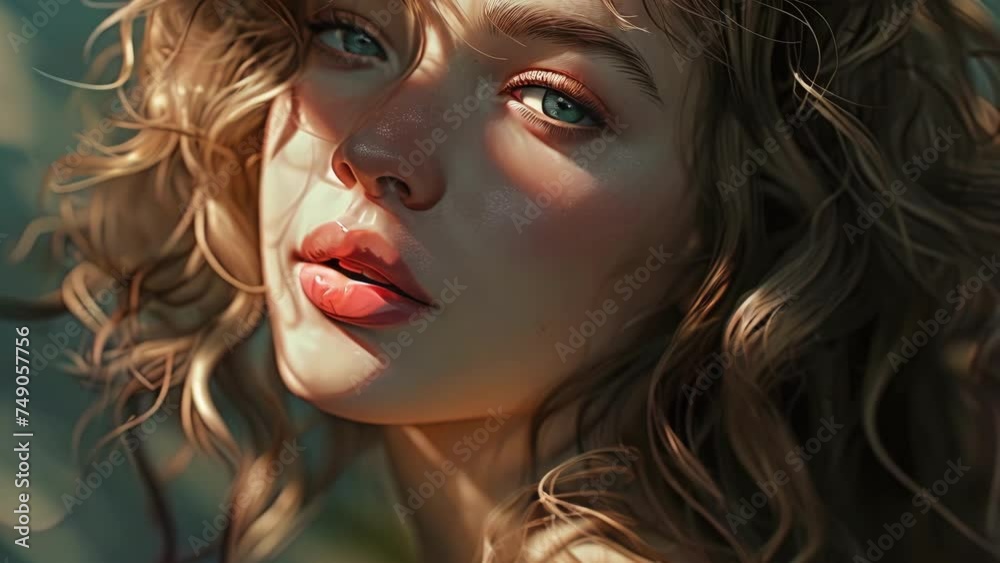 Painting of a Woman With Red Lipstick Painting of a Woman With Red Lipstick