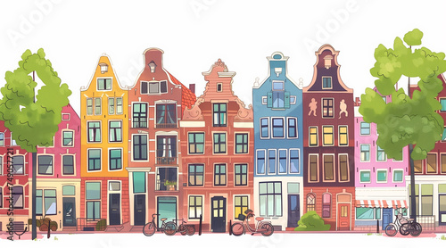 living in Amsterdam, cartoon style, white background