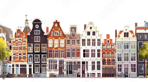 living in Amsterdam, cartoon style, white background