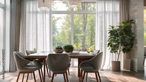 Wallpaper Mural A Dining Room With a Table and Chairs Torontodigital.ca