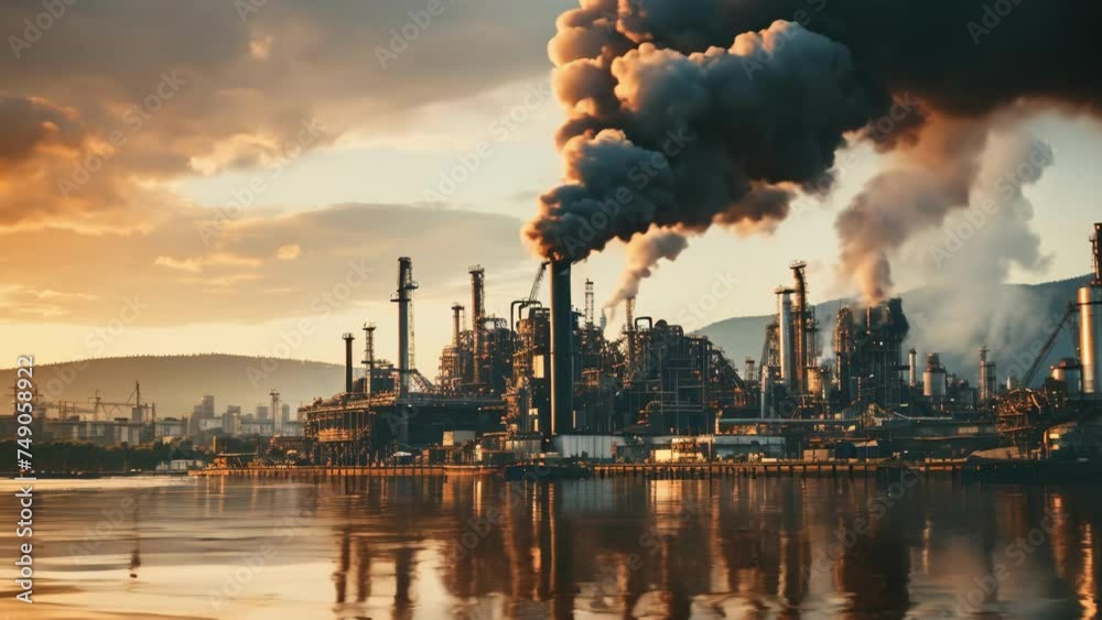 Smoke Billows From the Stacks of Industrial Buildings Smoke Billows From the Stacks of Industrial Buildings