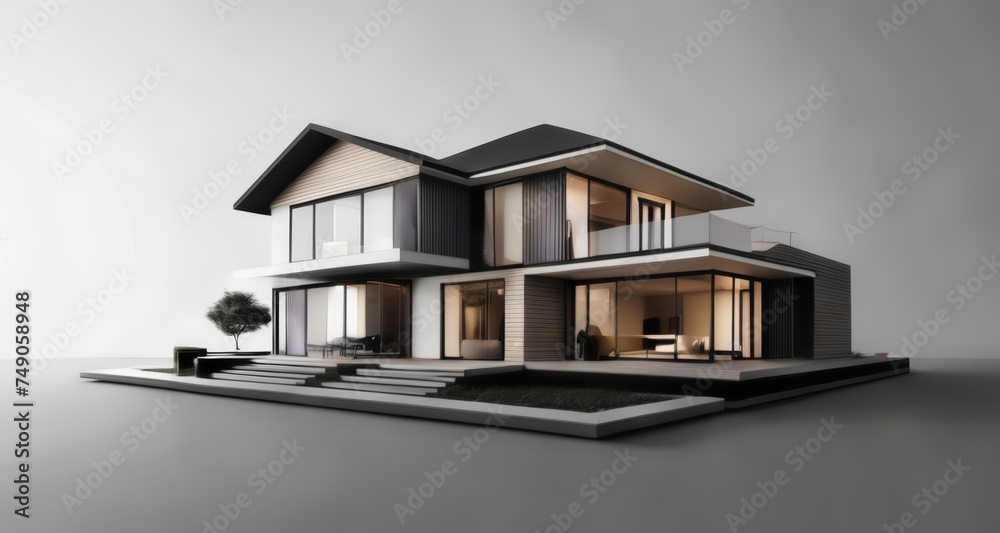 Modern architectural marvel with sleek lines and open concept design Modern architectural marvel with sleek lines and open concept design