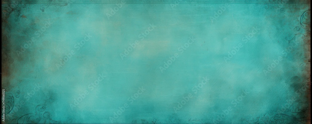 Turquoise blank paper with a bleak and dreary border 