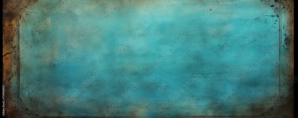 Turquoise blank paper with a bleak and dreary border 