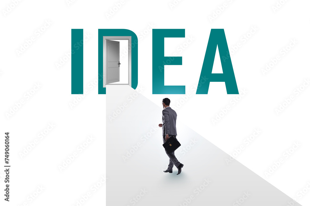 Idea concept with road leading to open door Idea concept with road leading to open door