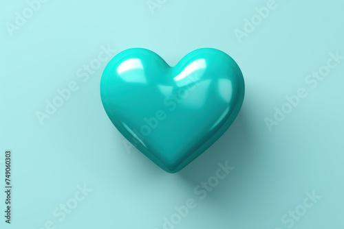 Turquoise heart isolated on background  flat lay  vecor illustration
