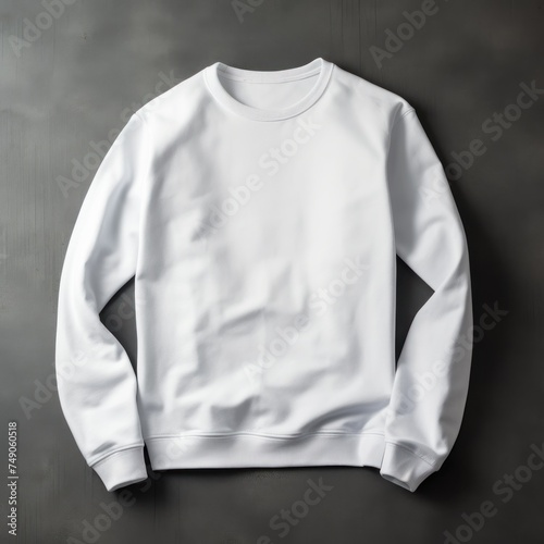 White blank sweater without folds flat lay isolated on gray modern seamless background 