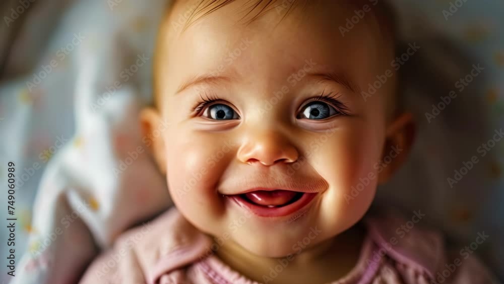 Close Up of Smiling Baby With Blue Eyes Close Up of Smiling Baby With Blue Eyes