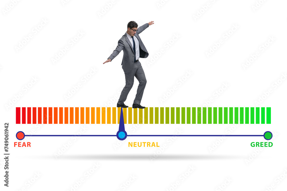 Fototapeta premium Fear and greed investor behaviour concept