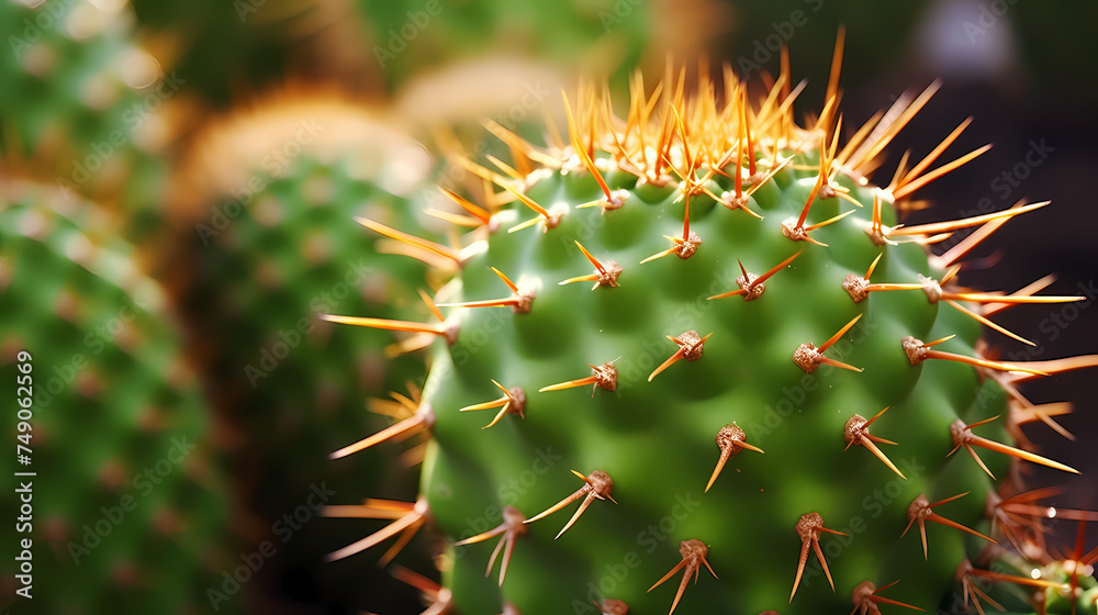Macro shot of green cactus spines and natural patterns Macro shot of green cactus spines and natural patterns