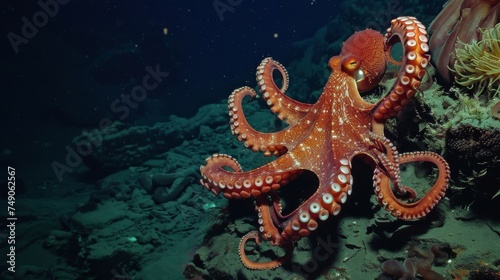 Tucked away in the dark crevices of the ocean floor elusive creatures wait to be discovered. Striking octopuses with tentacles outstretched and delicate sea anemones sway
