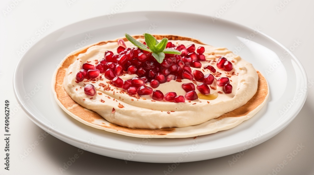 hummus-filled pita with added pomegranate and tahini hummus-filled pita with added pomegranate and tahini
