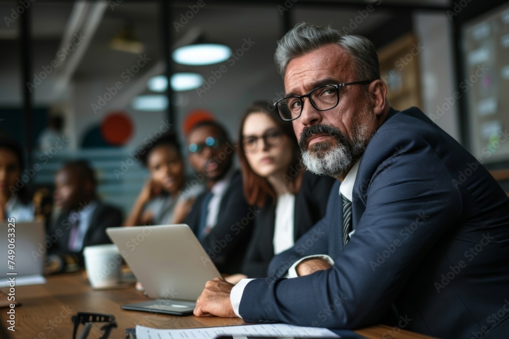 Fototapeta premium Serious business meeting with a team of professionals in a conference room