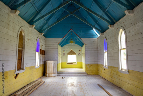 Parirau Zion Church interior, Northland, New Zealand photo