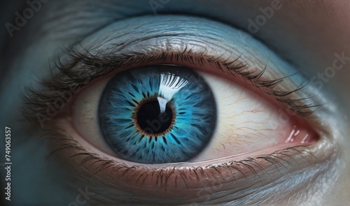 blue eye, iridescent, cyan colors, sunlit