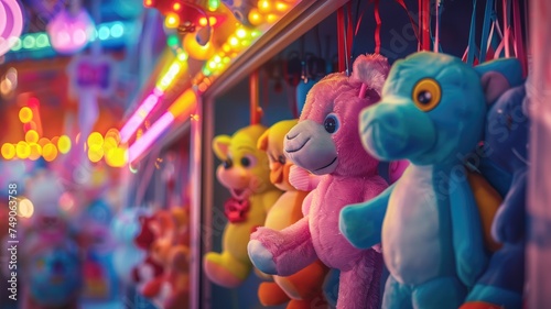 Plush toys at a carnival stall photo