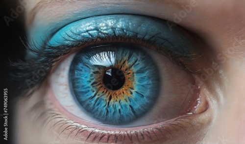 blue eye, iridescent, cyan colors, sunlit