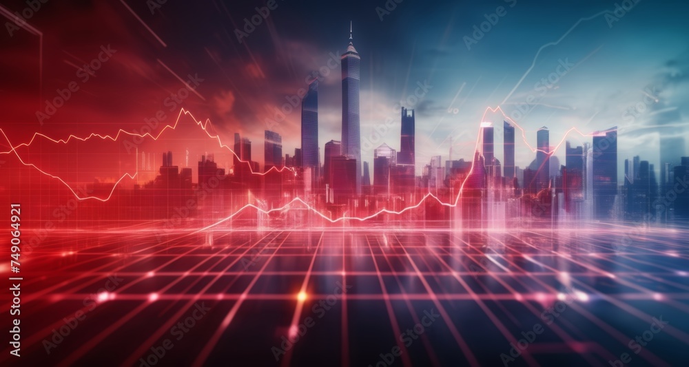 The Future of Finance - Cityscape with Financial Data The Future of Finance - Cityscape with Financial Data