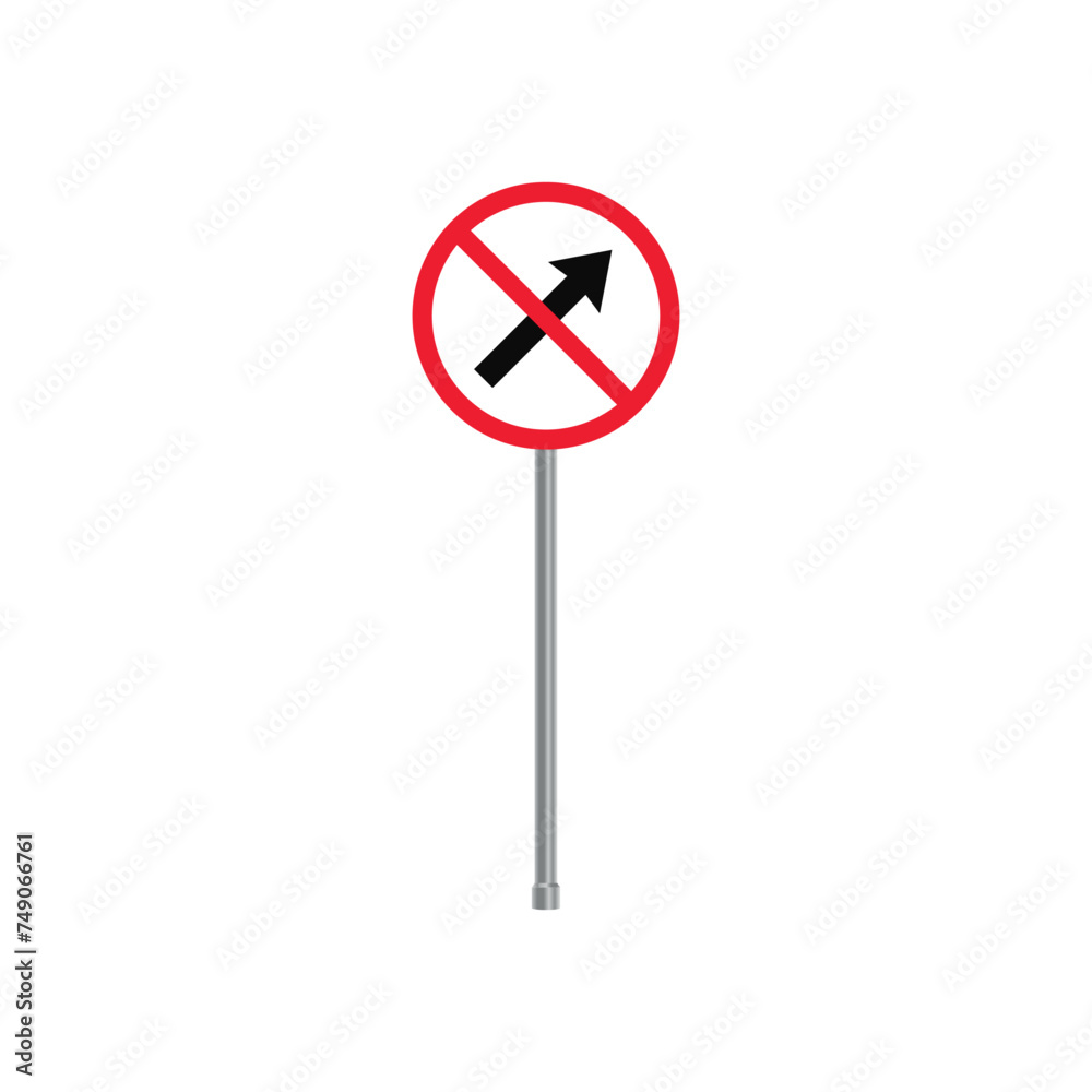 No Right Turn Ahead Prohibited Traffic Sign No Right Turn Ahead Prohibited Traffic Sign