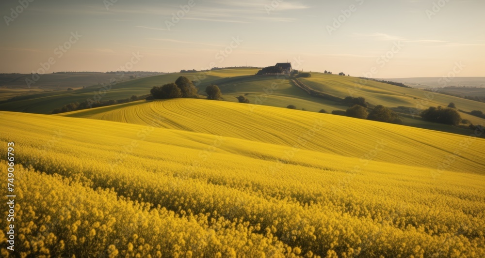  Bright yellow field under a clear sky