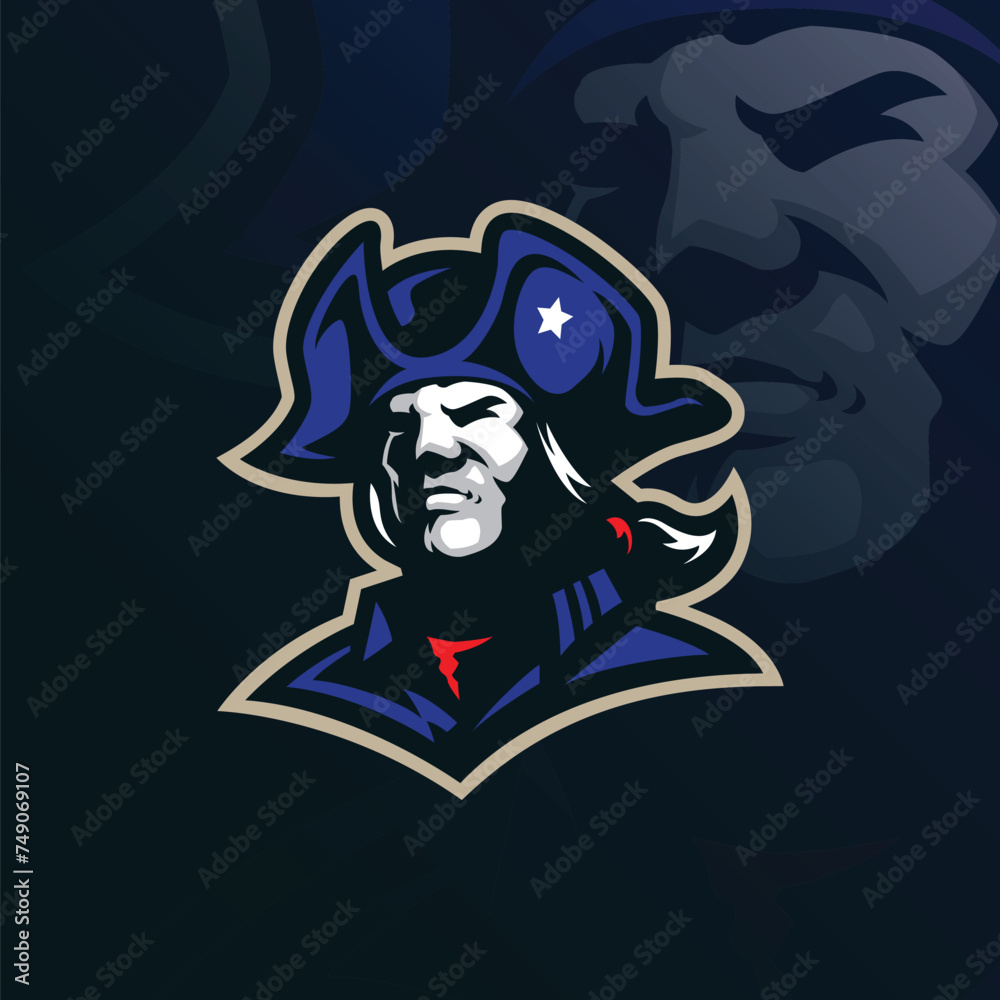 Patriot mascot logo design vector with modern illustration concept style for badge, emblem and t shirt printing. Patriot head illustration.