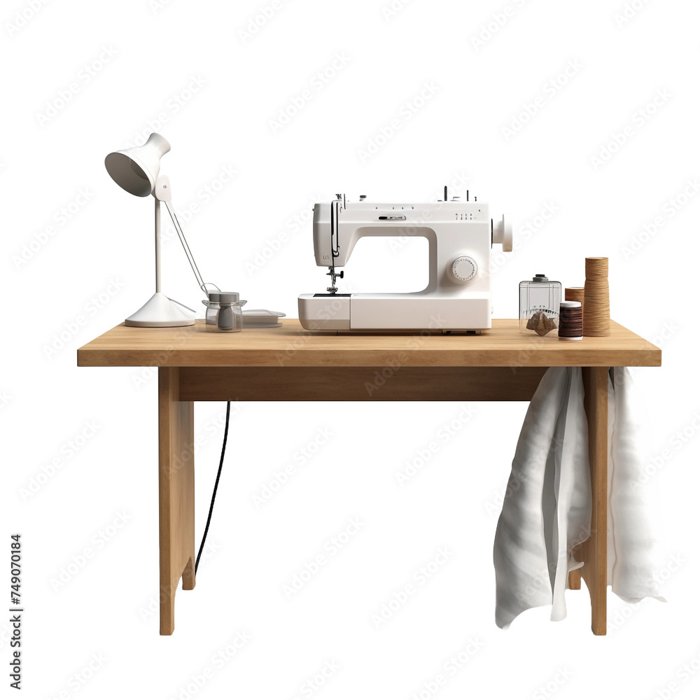 Sewing table isolated on transparent background