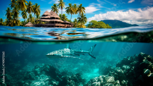 Encounters in Paradise: Diving into Bora Bora's Turquoise Waters with Sharks.