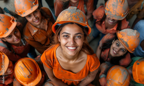 Empowered Female Construction Workers Celebrating Labor and Women's Day