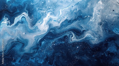 Abstract art blue paint background with liquid fluid grunge texture