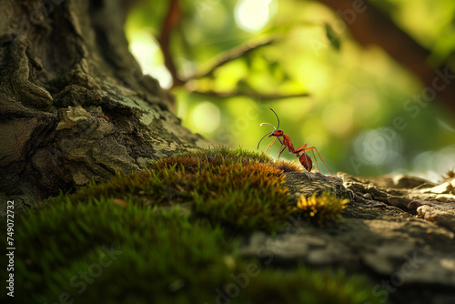 "Red Voyager: Ant in the Forest Depths"