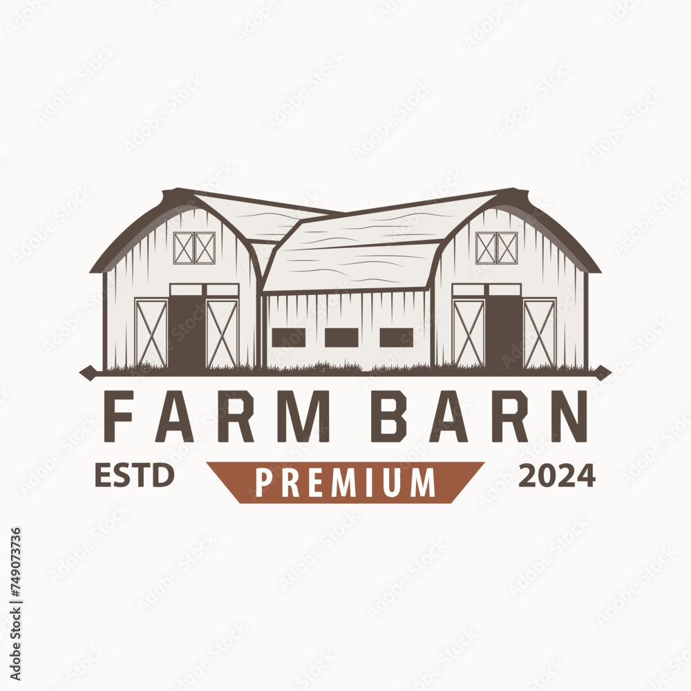 Barn logo agriculture building template farmer farm vintage design simple retro style illustration