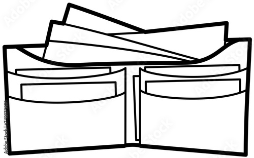 leather wallet, outline