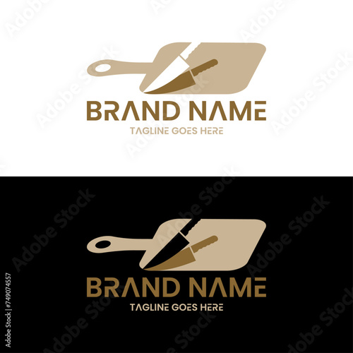 iconic vector logo of knife on the cutting board