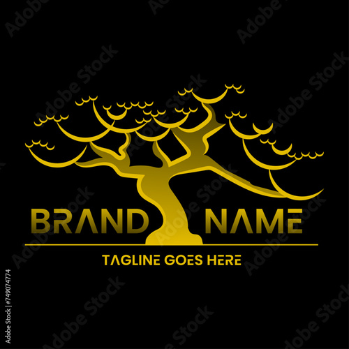 vector logo of golden tree