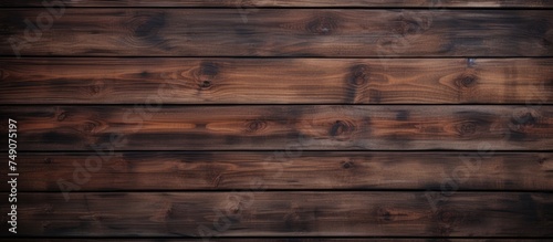 A black background highlights a series of vertically oriented dark wooden panels in this image. The wooden wall adds texture and contrast to the overall composition.
