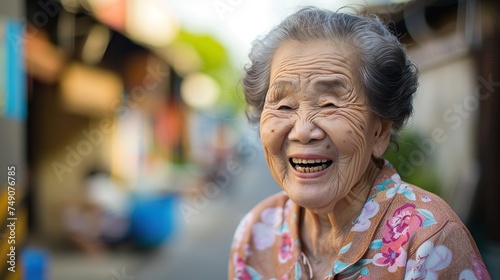 Cheerful Asian Senior Portrait, Laughter and Wisdom