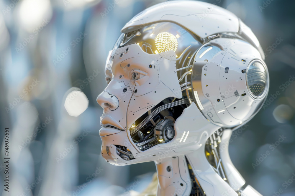 3D rendering artificial intelligence AI research of droid robot and cyborg development for future of people living. 3D rendering artificial intelligence AI research of droid robot and cyborg development for future of people living.
