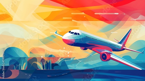 Airplane air travel abstract illustration background photo