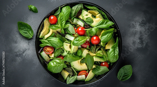 Green vegan salad from green leaves
