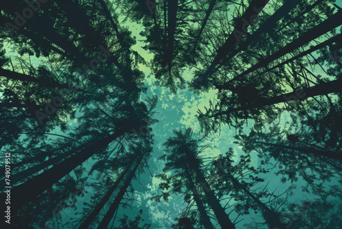 Forest silhouette scene. 