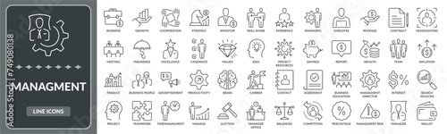 Set of Management line icons. Collection of management icon EPS10 - Stock Vector
