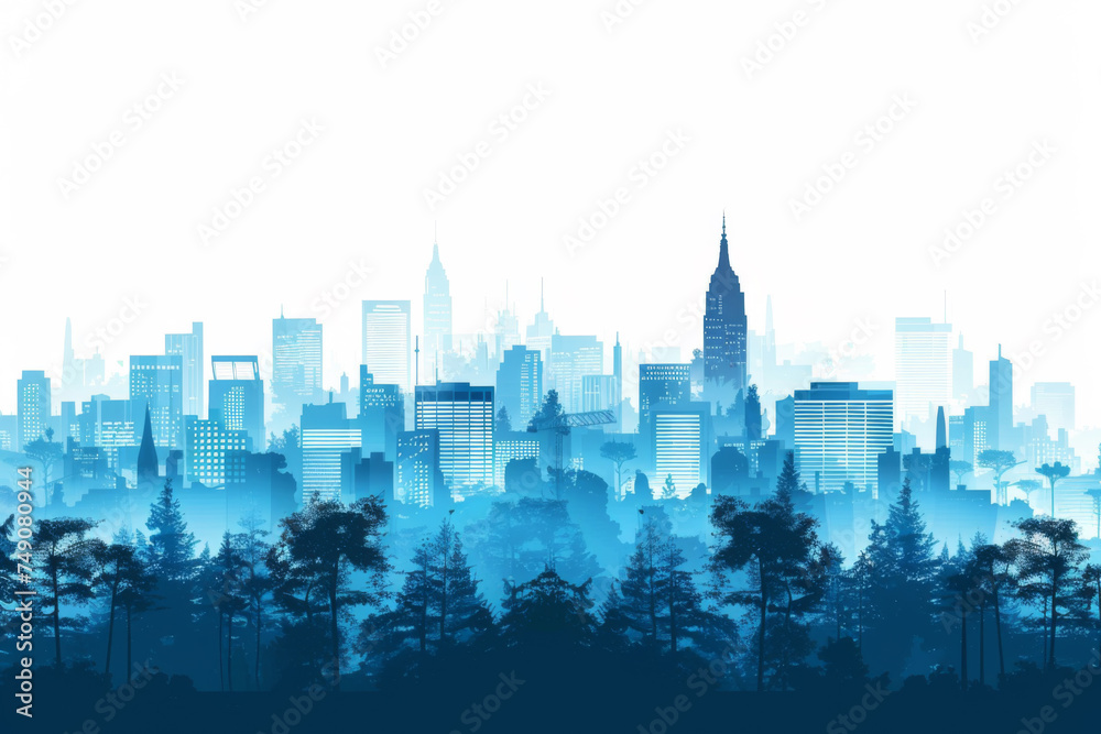 Obraz premium Random blue city skyline Vector on light background. 