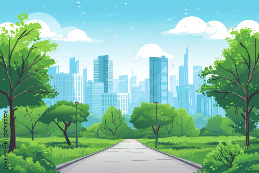 Vector horizontal illustration day city landscape outskirts of a city ...