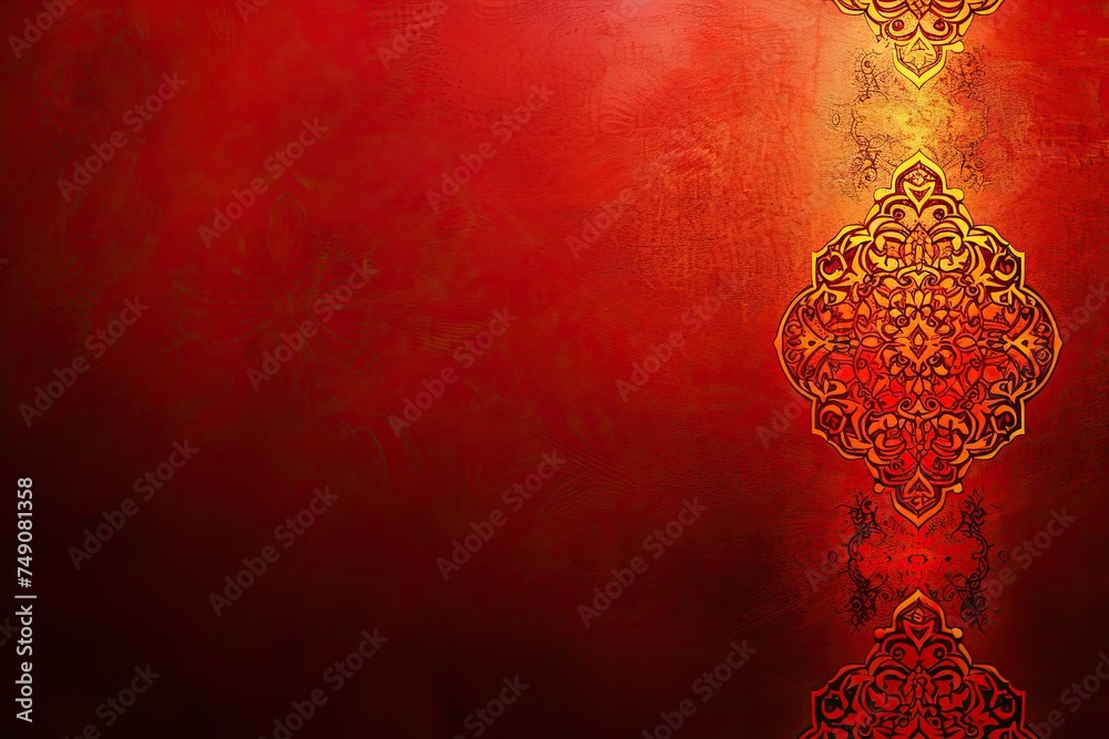 desktop wallpaper background with arabic light of ornament isolated on scarlet background  - obrazy, fototapety, plakaty 