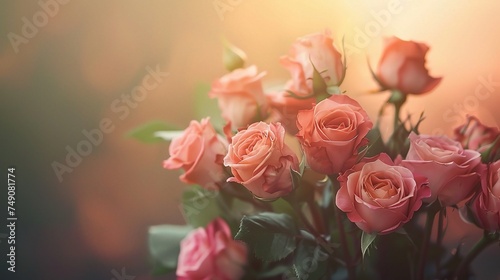 Bouquet of fresh roses, flower bright background © CLOVER BACKGROUND