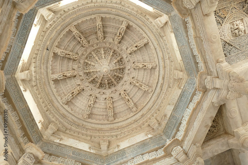 carved marble dome of Jain temple at Ranakpur photo