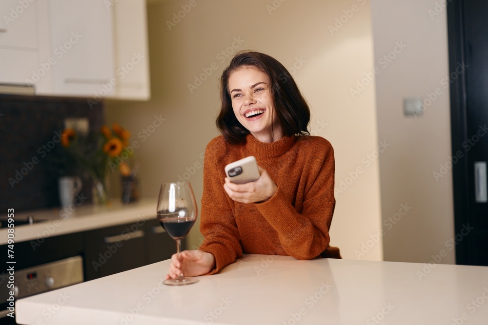 Pretty Female Using Smartphone at Home: Modern Lifestyle and Technology in Caucasian Woman's Indoor Living Room Pretty Female Using Smartphone at Home: Modern Lifestyle and Technology in Caucasian Woman's Indoor Living Room