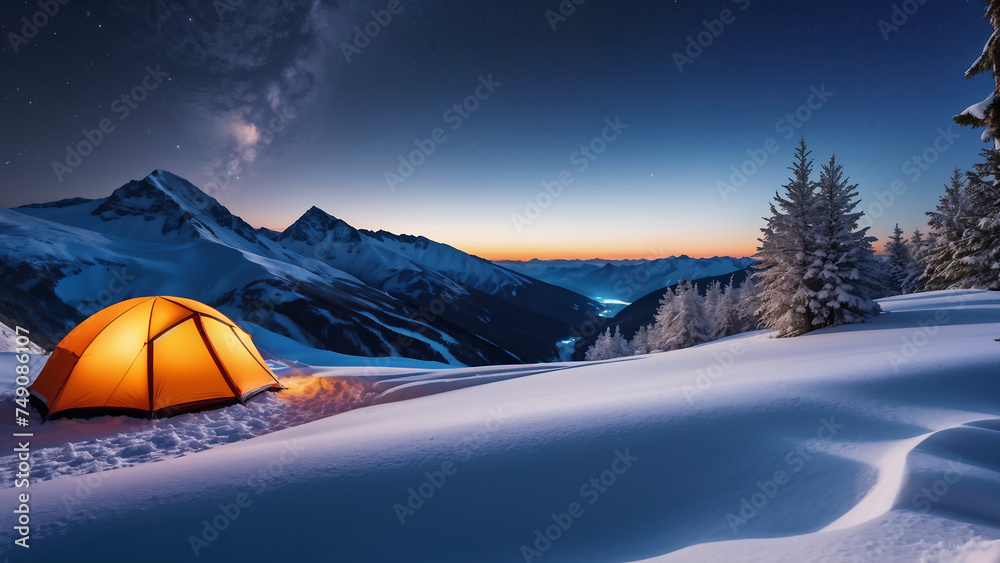 tent, camping, camp, mountain, landscape, Generative AI