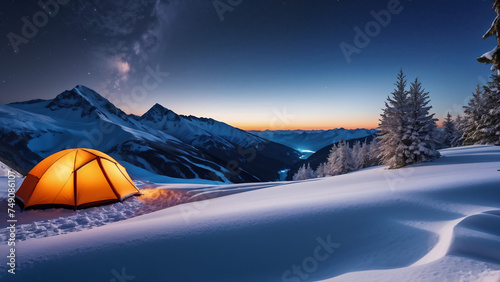 tent  camping  camp  mountain  landscape  Generative AI